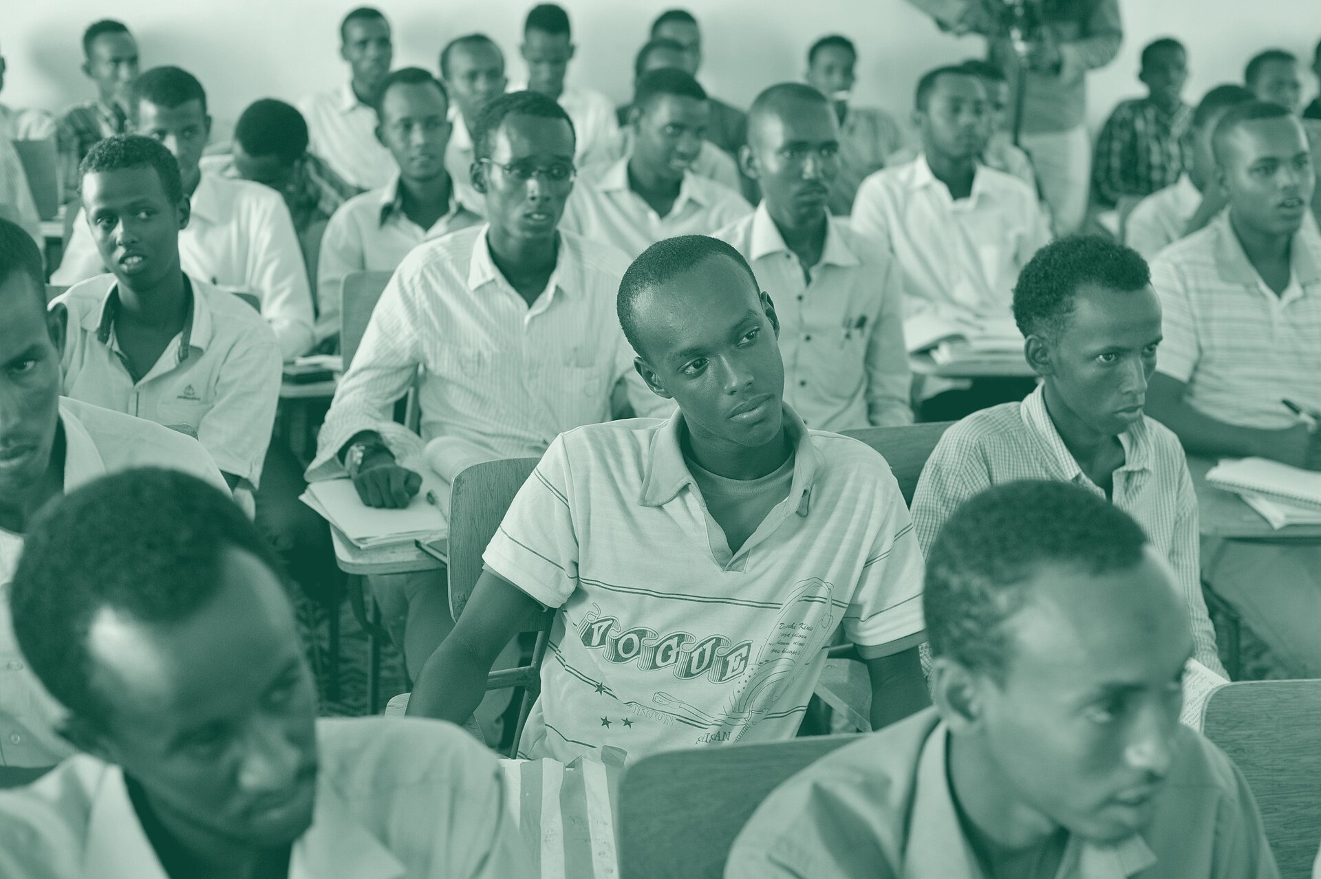 Students in a Somali National University hall